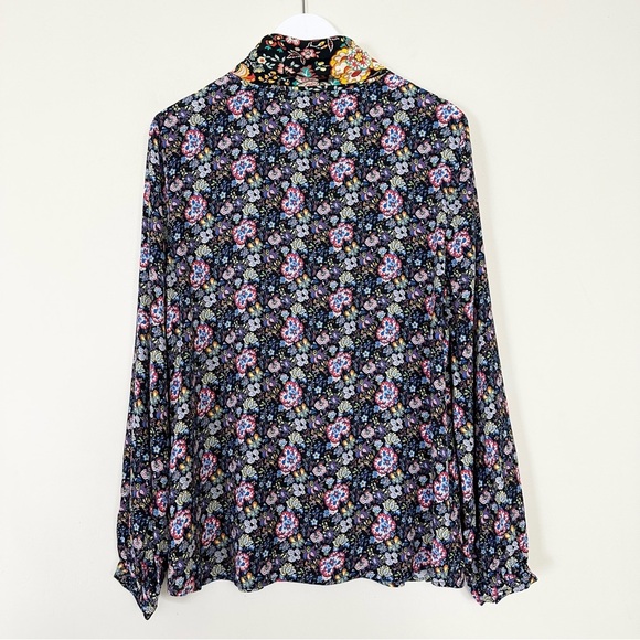 FRAME Open Scarf V-Neck Long-Sleeve Floral-Print Blouse - Picture 10 of 14